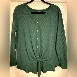 Kim & Cami Long Sleeve Soft Dark Green Shirt